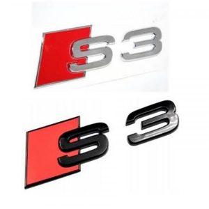 Alternative view of Audi S3 emblem, märke till bilen