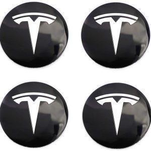 Tesla hjulnav emblem i svart 4st fälgemblem